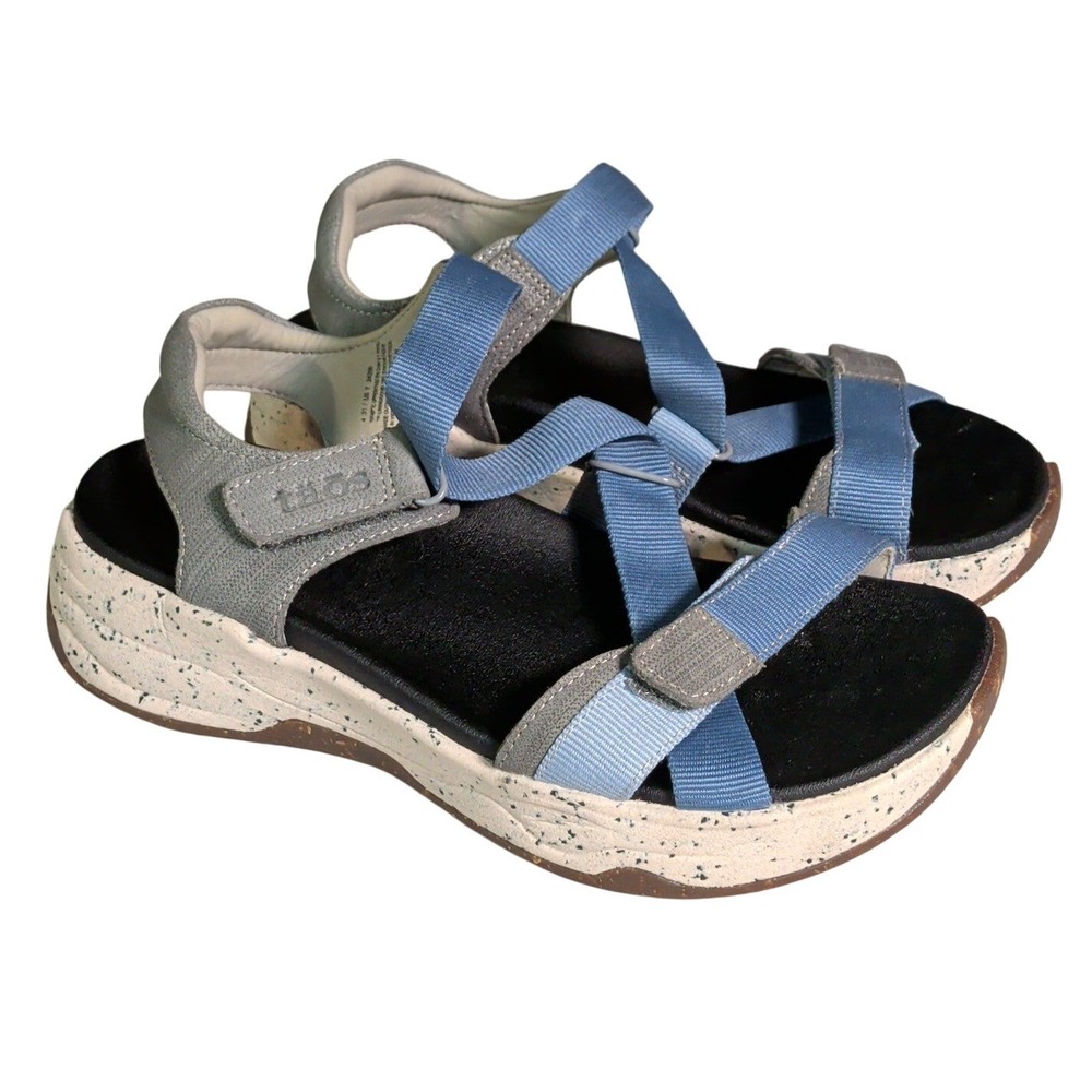 Taos SUPER Z Sandals Womens Size 7 Strappy Slingback Blue Gray Sporty SPZ-14131